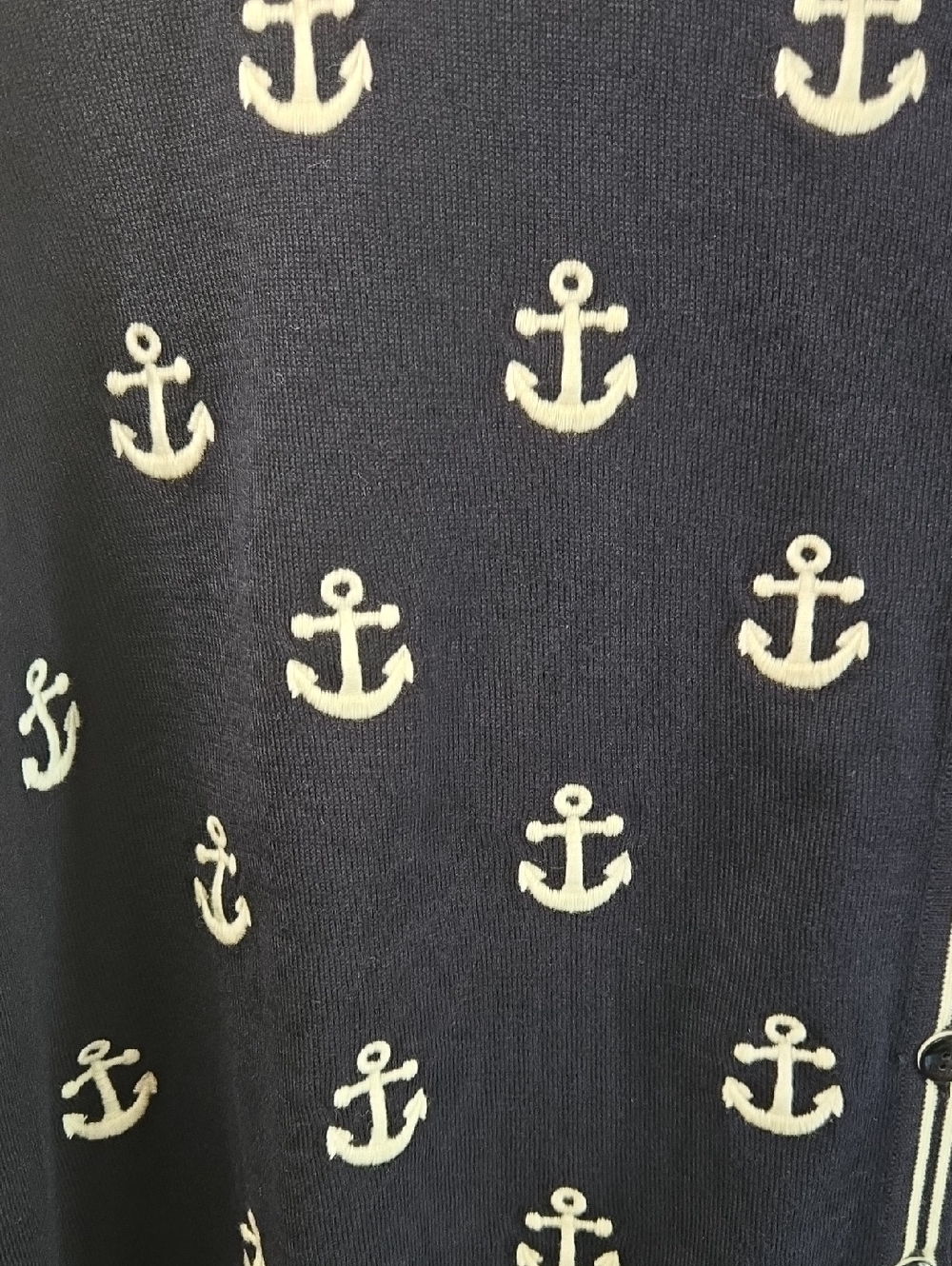 Talbots Navy Anchor Cardigan Sweater Coastal Grandmother Nautical Prep 2X - Picture 3 of 9
